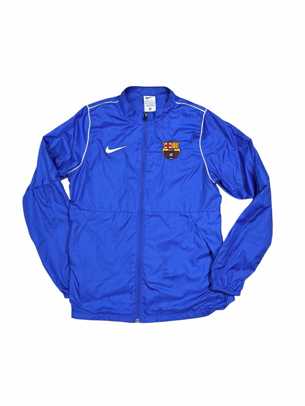 Nike FC Barcelona Windbreaker Jacket Kids Size XL Blue Full Zip Swoosh Logo